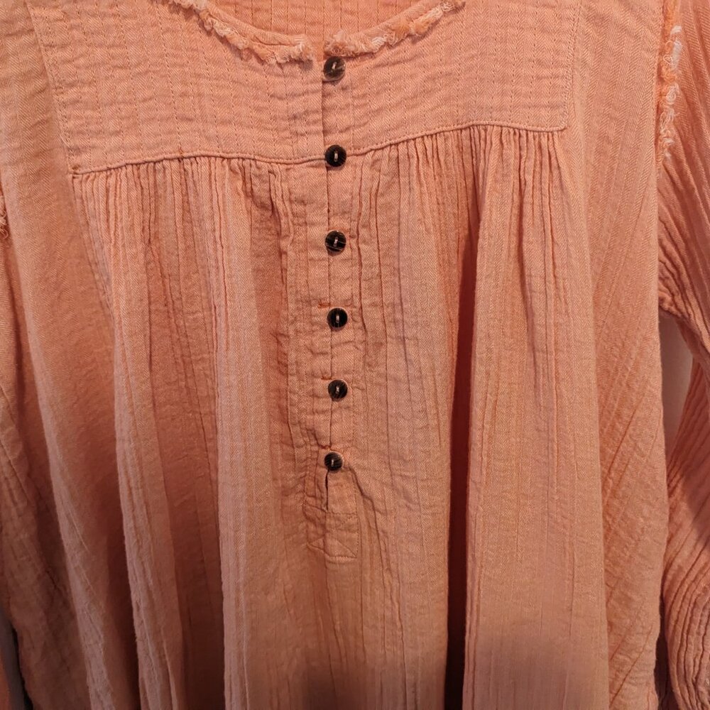 We The Free Soft Orange "Sand Dune" Cotton Long-Sleeve Henley Tunic - Picture 5 of 13